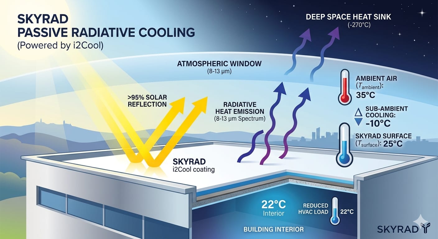 Diagram pasivnega sevalnega hlajenja SkyRad